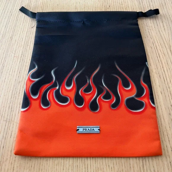 Prada Flame Orange and Black Drawstring Dustbag New - Picture 1 of 6